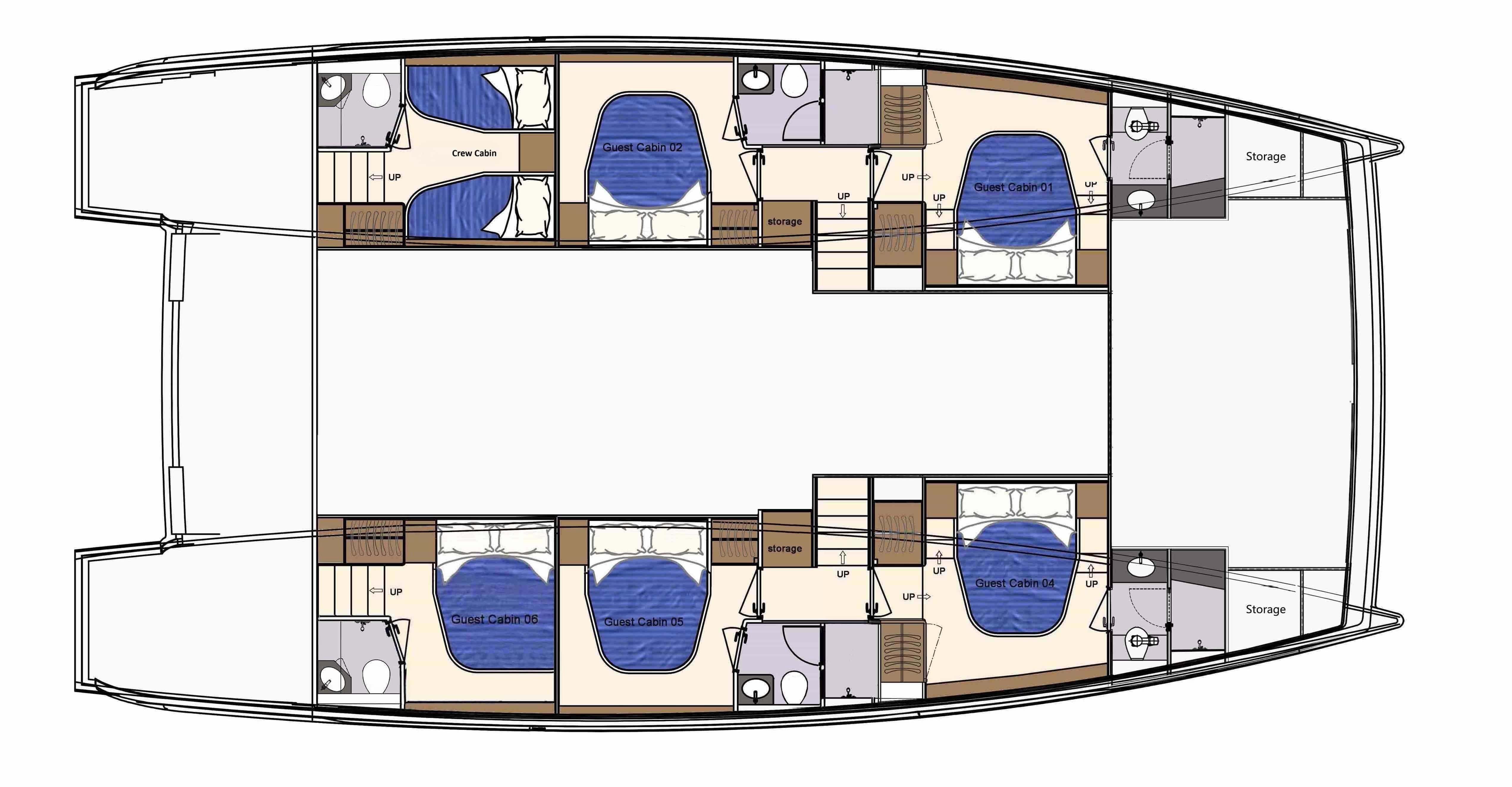 Luxury charter yacht layout diagram for RUMRUNNER