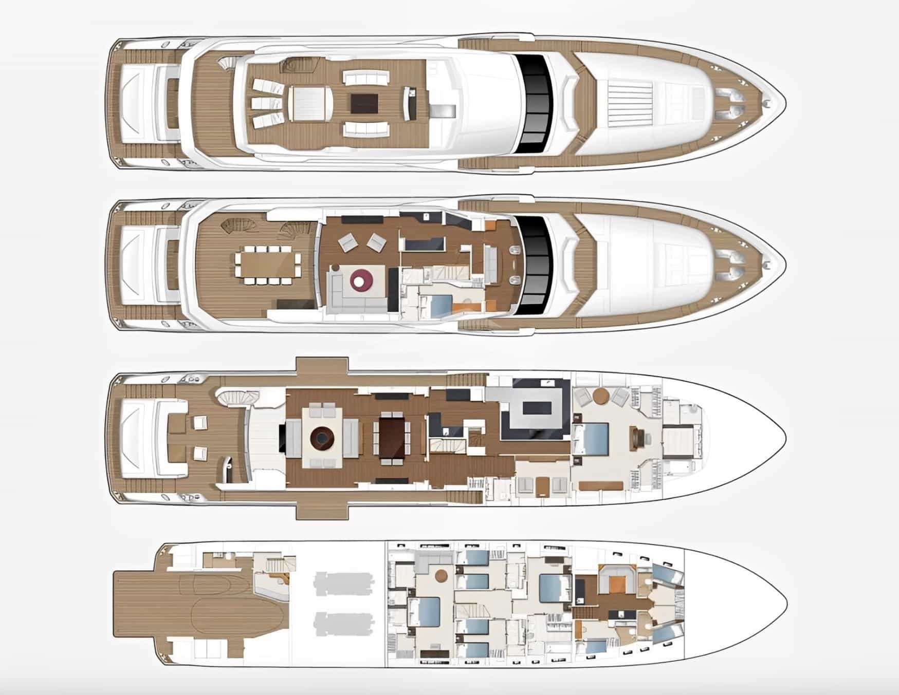 Luxury charter yacht layout diagram for LE VERSEAU