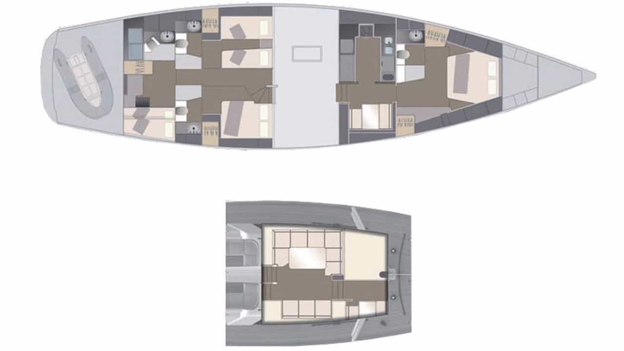 Luxury charter yacht layout diagram for TERRA DI MEZZO III