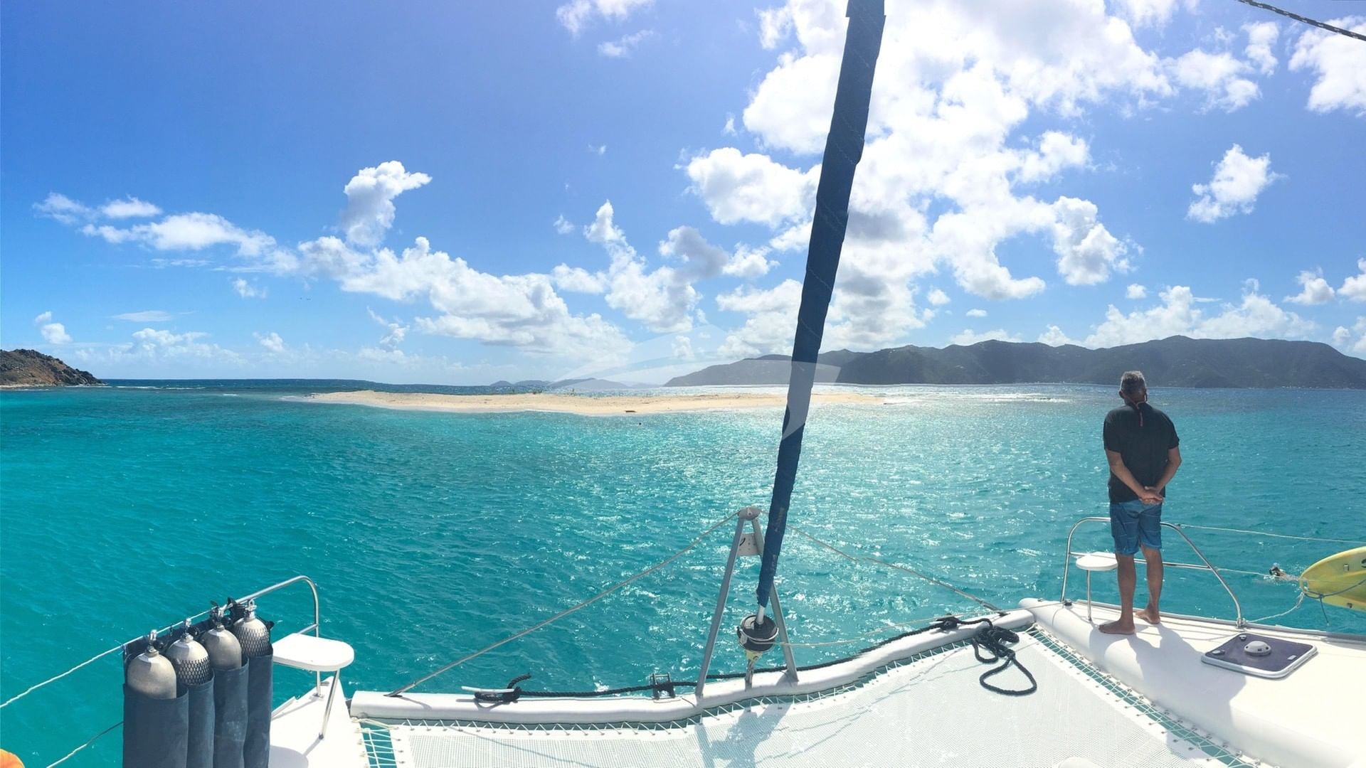 Anchoring just off the islet of Sandy Spit