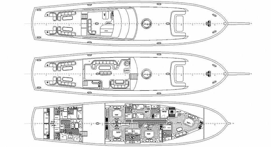 Luxury charter yacht layout diagram for ALESSANDRO I