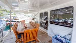 Aft deck seating and dining area
