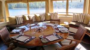 Aft Deck Dining and Seating. Can be fully enclosed.