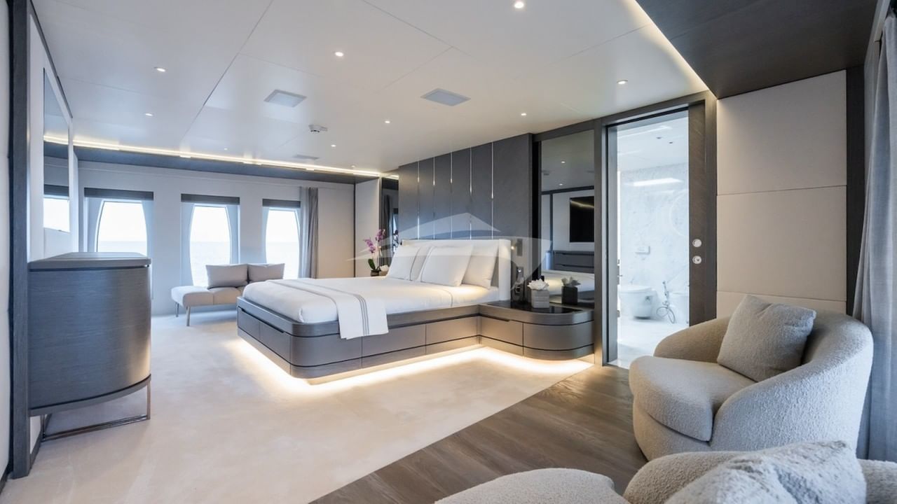 Master stateroom with king size bed