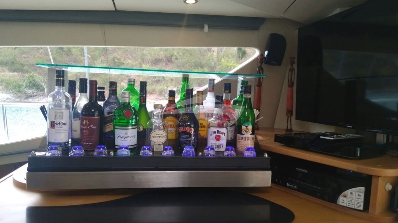 Custom built bar on electric lift