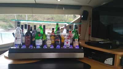 Custom built bar on electric lift