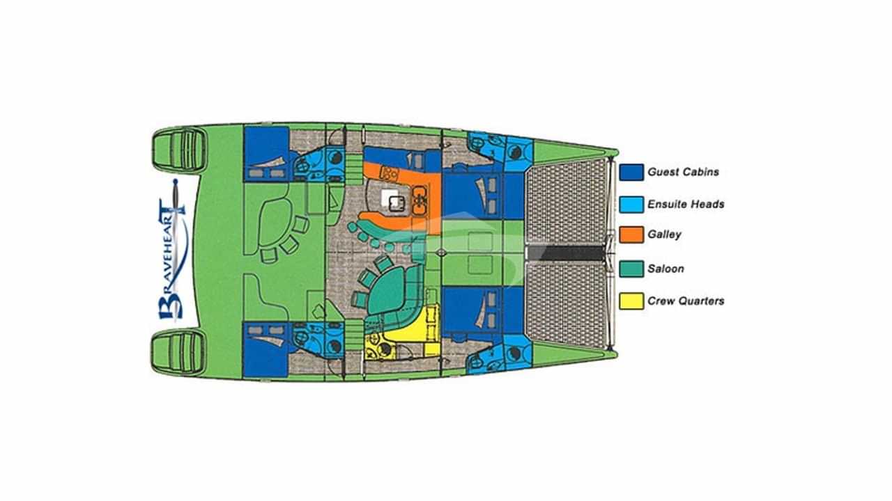 Luxury charter yacht layout diagram for MAGIC BUS